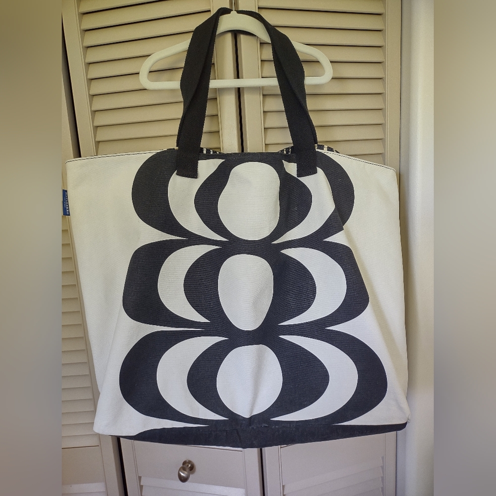 Marimekko Kaivo Huge Black And White Tote